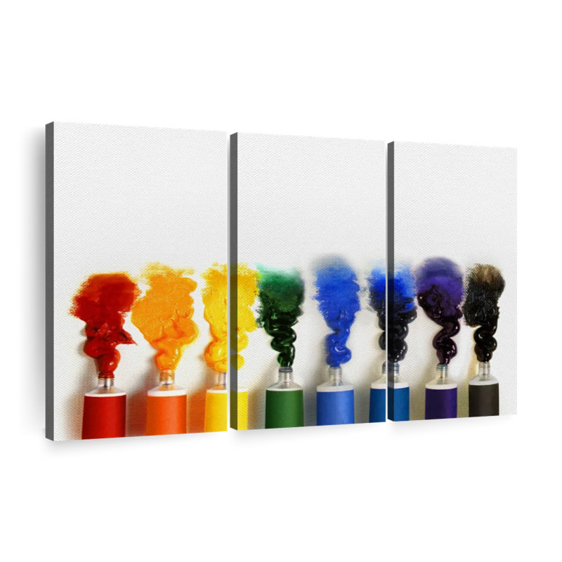 "Tubes de peinture acrylique" sur toile, H 48 po x l 74 po