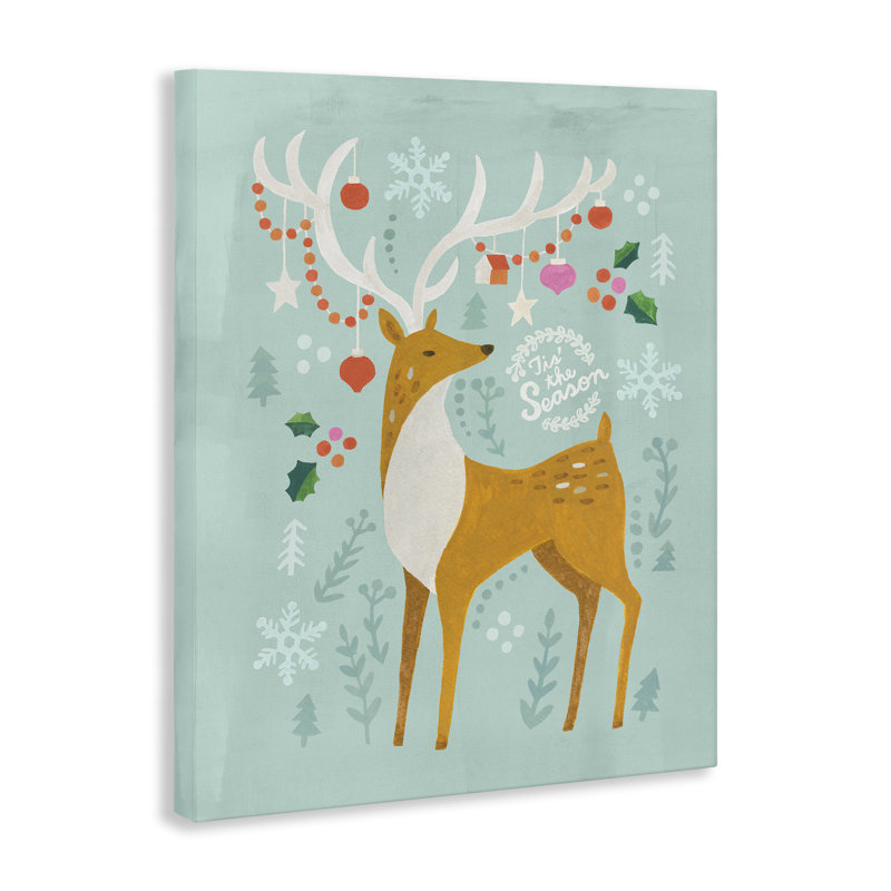 Art mural sur toile Tis The Season Reindeer par Irene Chan, H 30 po x l 24 po