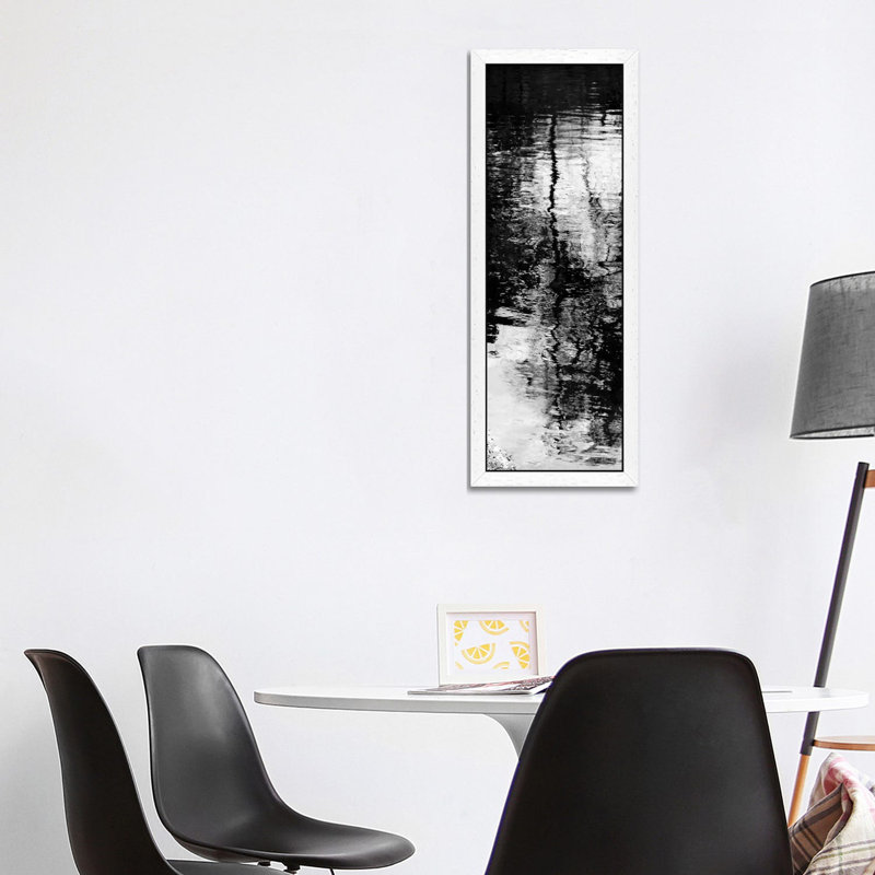 Reflecting Triptych II by Michael Barrett - Floater Frame Panoramic Painting on Canvas, White Framed, 30.48 cm H x 91.44 cm W