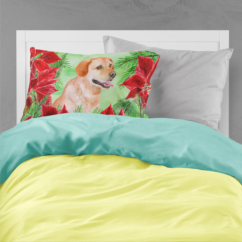 Taie d’oreiller poinsettas, Labrador Retriever