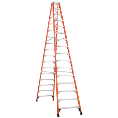 16 ft. Fiberglass Twin Step Ladder with 375 lbs. Load Capacity Type IAA Duty Rating