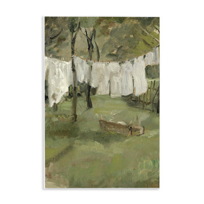 Scène de corde à linge classique, giclée noire encadrée par lettrage et doublure