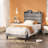 Modern Style Fabric Upholstered Bed XL Twin Size, Platform Bookshelf Bed With Power Outlets-664977269