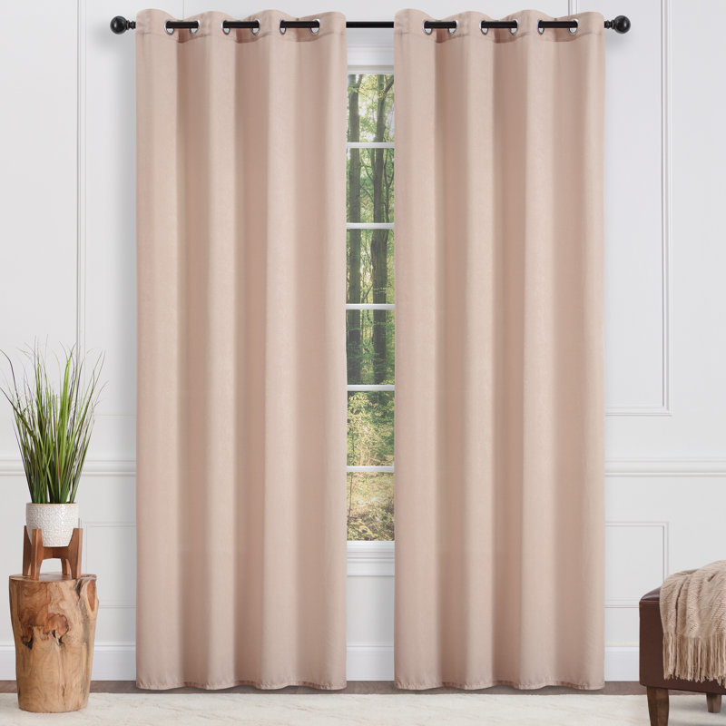 Elrosa Semi Sheer Grommet Single Curtain Panel, 52" W x 108" L, Beige