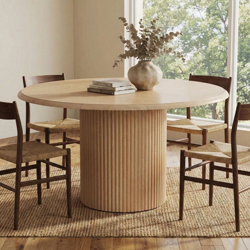 Table de salle à manger ronde, table de ferme 47,24 "avec base en métal pour 4