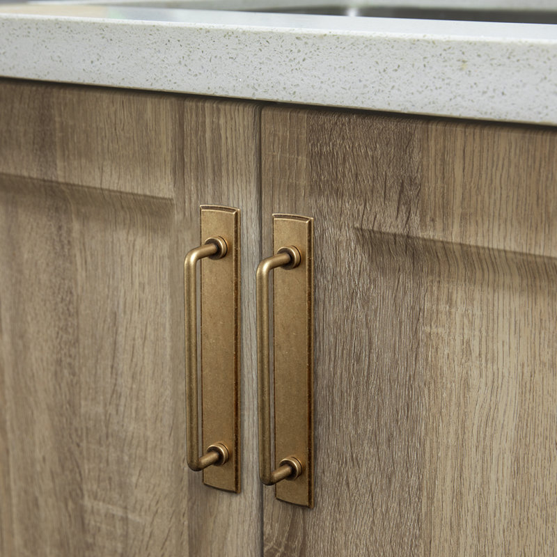 Sleek Bar Pull With Backboard Multipack, Antique Brass, 5"