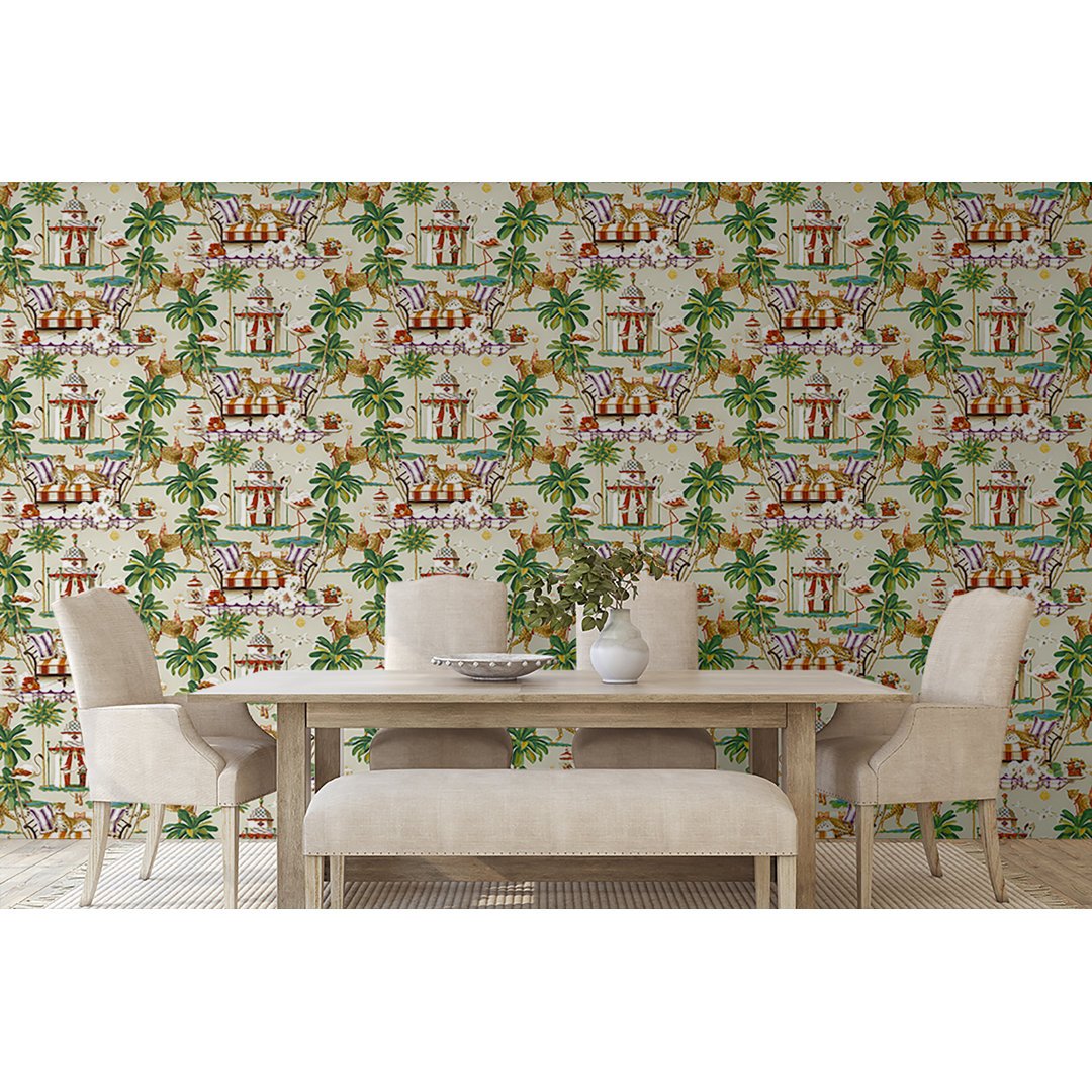 Harrison Howard Night In India Toile 18' L x 20.5" W Peel and Stick Wallpaper Roll Bay Isle Home™ 