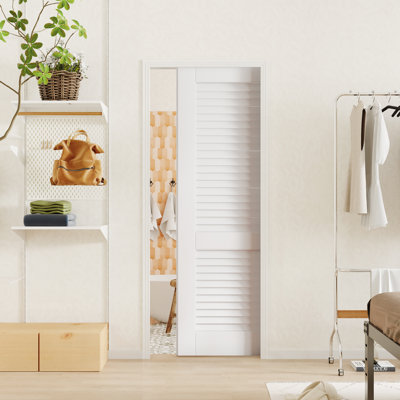 Sliding Pocket Door - Louver Design Manufacture Wood With Sliding Pocket Door Hardware Included