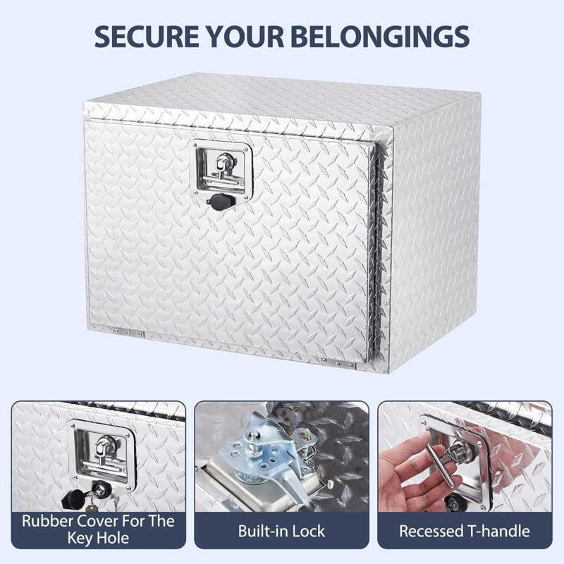 Aluminum Underbody Truck Box With T-Handle Latch, Silver