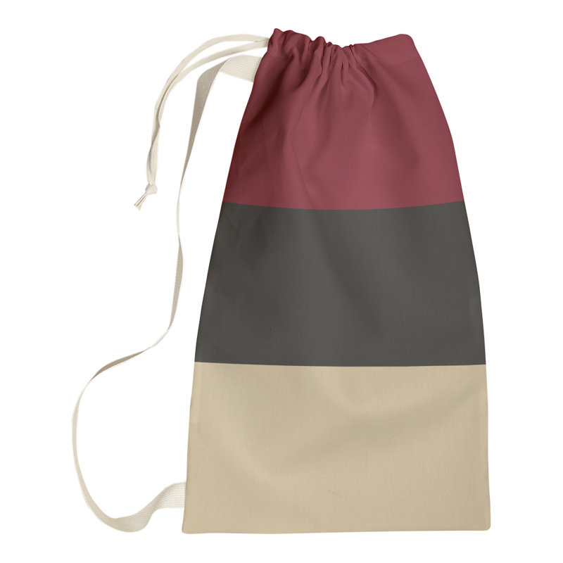 Fabric Laundry Bag with Handles, 29" H x 18" W x 1.5" D, Brick Red/Black/Desert Sand