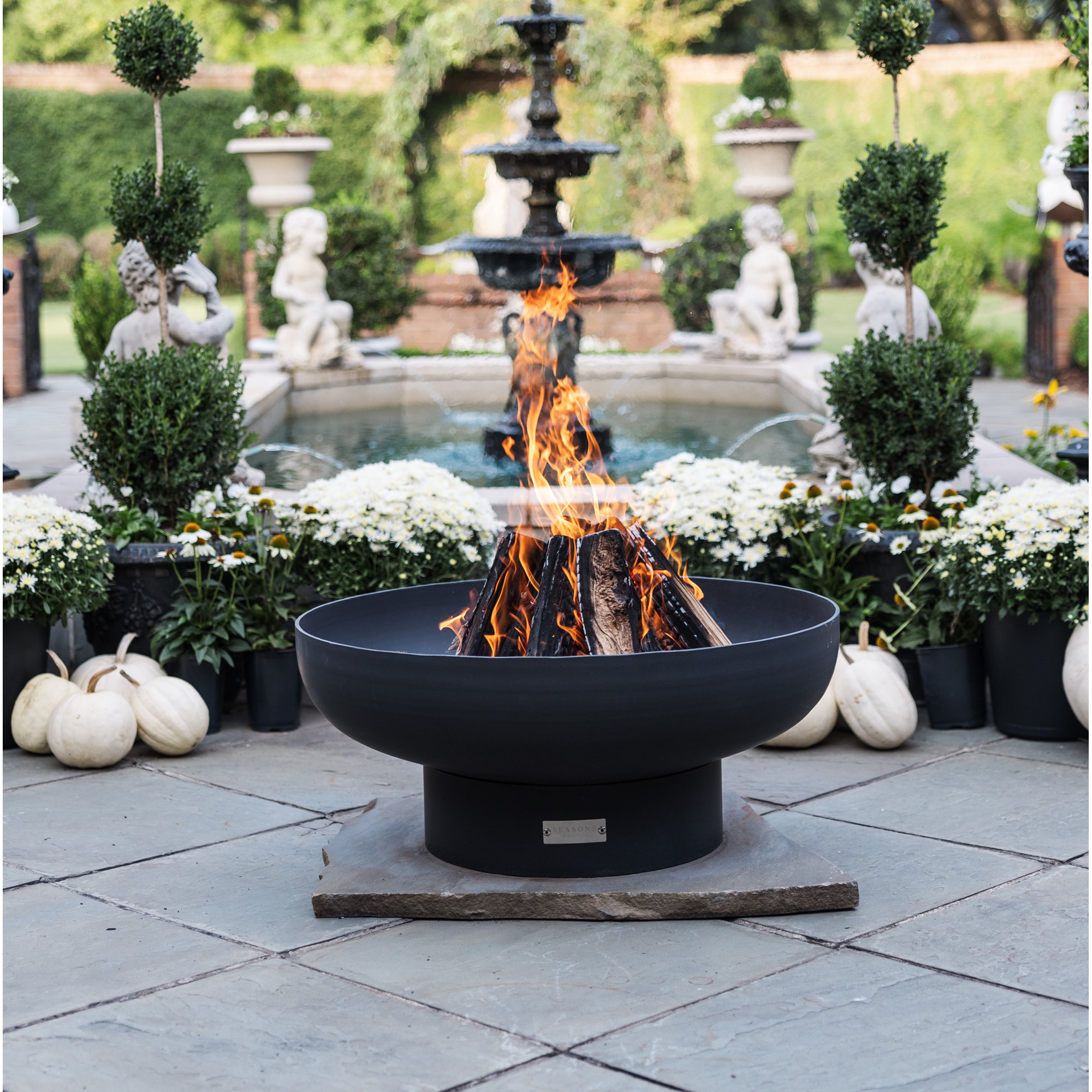 Harrogate Steel Wood Burning Fire Pit, 19" H x 48" W x 48" D