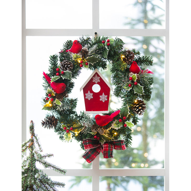 Faux Lighted 16'' Wreath