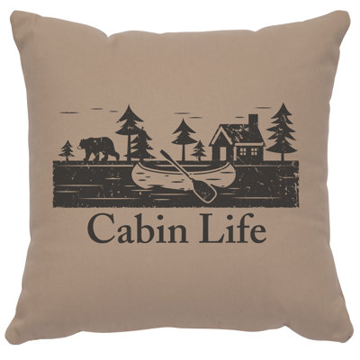 Coussin Wooded River Image - Cabin Life - Coton albâtre