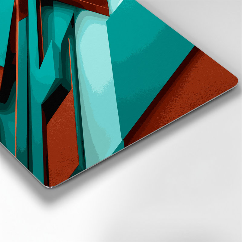 «Geometric Abstraction 48», art mural en métal brun, H 11 po x l 14 po