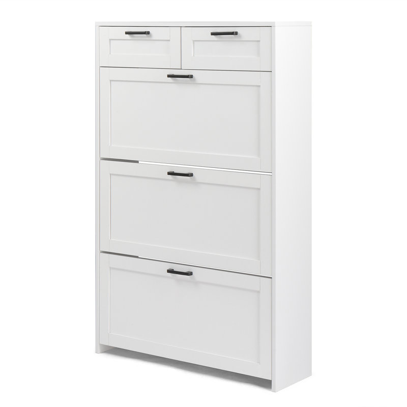 Armoire à chaussures 3 tiroirs et 2 petits tiroirs blancs