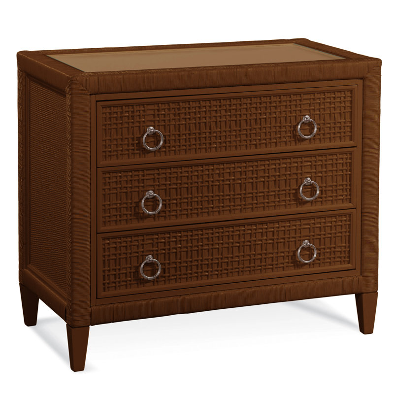 Monterey 3 Drawer Wicker Chest, Coffee, Yes, Satin Nickel