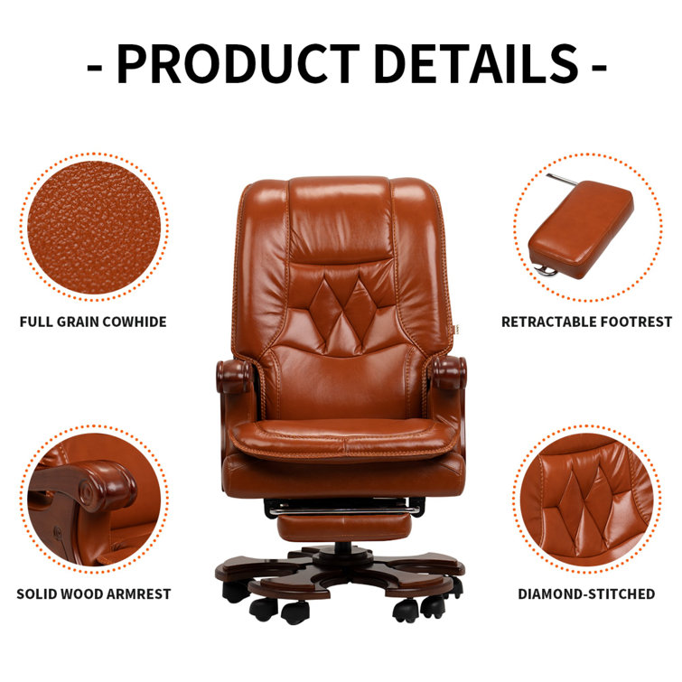Evan High Back Luxury Leather Office Chair with Massage Function
