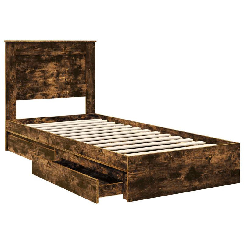 Bed, Smoked Oak, Single (3')