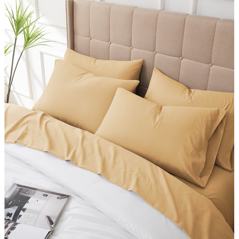 Southshore Fine Linens Vilano Springs Extra Deep Pocket 4-Piece Sheet Set, Ultra Soft Double-Brushed 110 GSM Microfiber Bedding, 21-Inch Deep Pocket, 2 Pillowcases, Twin XL, Gold