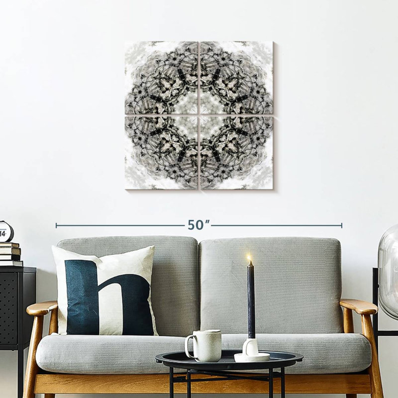 Kaléidoscope Avery noir et blanc II, H 26 po x l 26 po