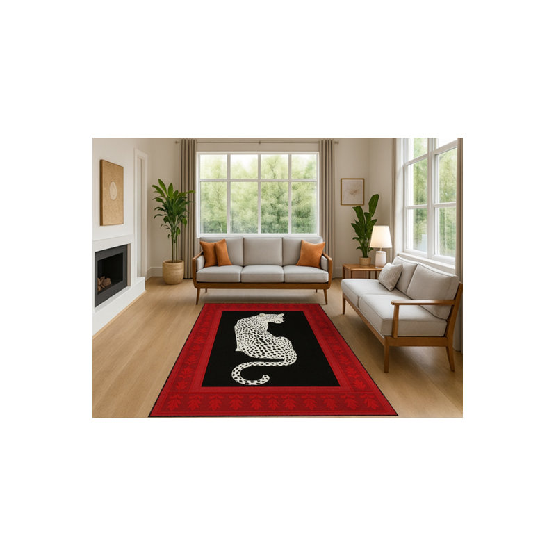 Tapis tissé à motif de tigre rouge Mosso, 2 pi 6 po x 4 pi 11 po