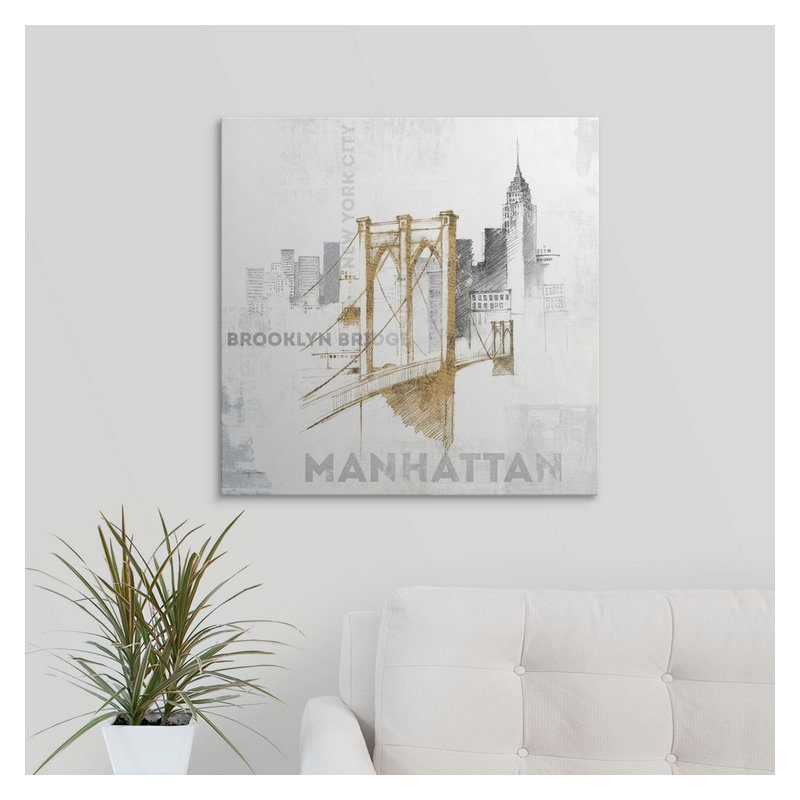 Kiralynn " Brooklyn Bridge " by Avery Tillmon, 35" H x 35" W x 1.5" D, Canvas