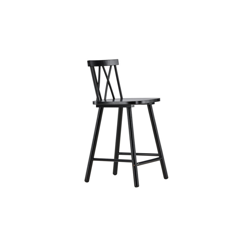 Haven Counter Stool with Solid Wood Frame, Black