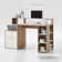 Niva Modern White And Oak Computer Desk With Hutch 138cm Wide Home Office Study Desk With Drawer, Cupboard, And Open Compartments