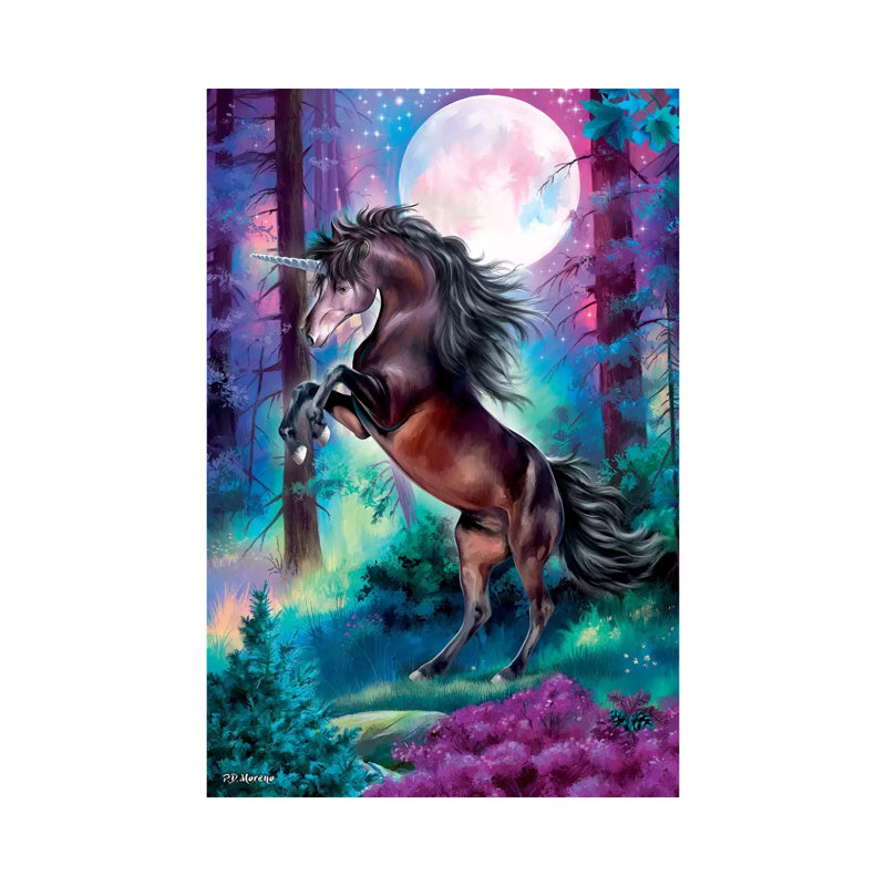 Black Unicorn 1 Piece Wrapped Canvas Wall Art, 152.5 cm H x 101.5 cm W