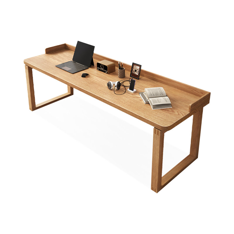 Light walnut Rectangular Solid Wood desk, 29.53" H x 86.61" W x 27.56" D
