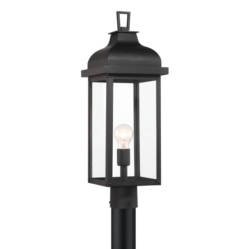 Madrid - 1-Light Outdoor Post-Light - Clear Glass Shade - Black Finish
