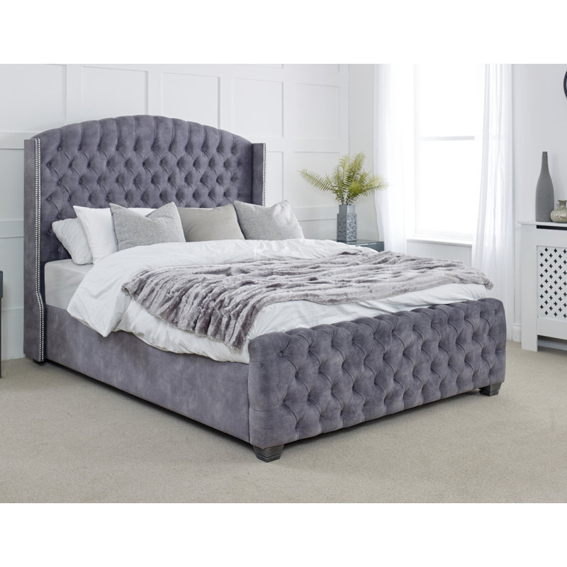 Ginnie Upholstered Bed, Grey, Single (3')