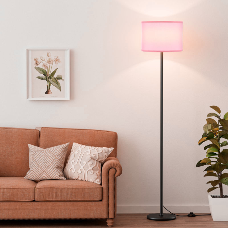 61'' Modern Floor Lamp With Shade(without Bulb), Tall Lamps For Living Room, Bedroom, Office, Dining Room, Pink, Black