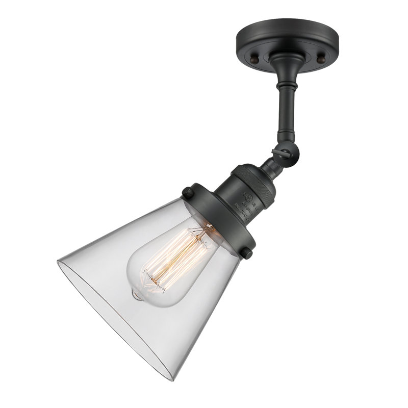 Hardie Glass Semi Flush Mount, Clear, Matte Black, 13.5" H x 6.25" W x 6.25" D