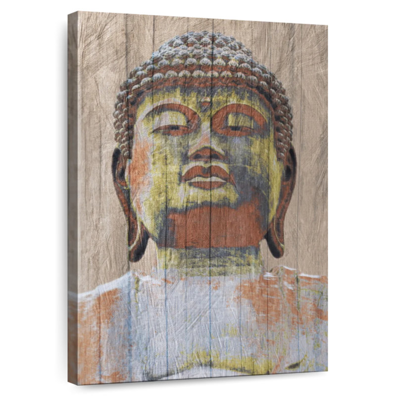 Adella Wooden Painted Buddha, 48" H x 32" W