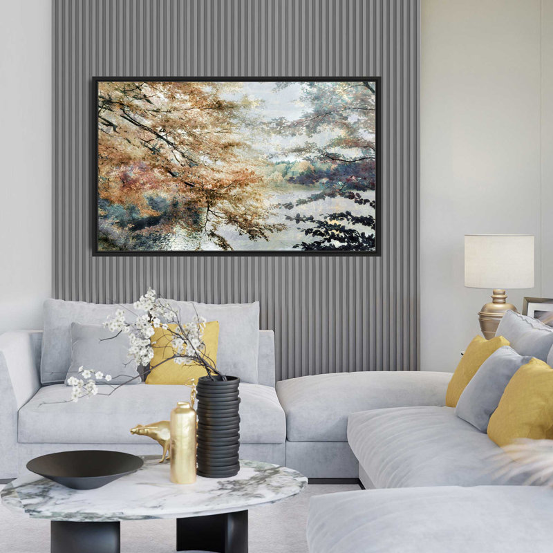 «Spring Talking» par Irene Weisz - Peinture, L 63,5 po x H 39,5 po, Cadre noir