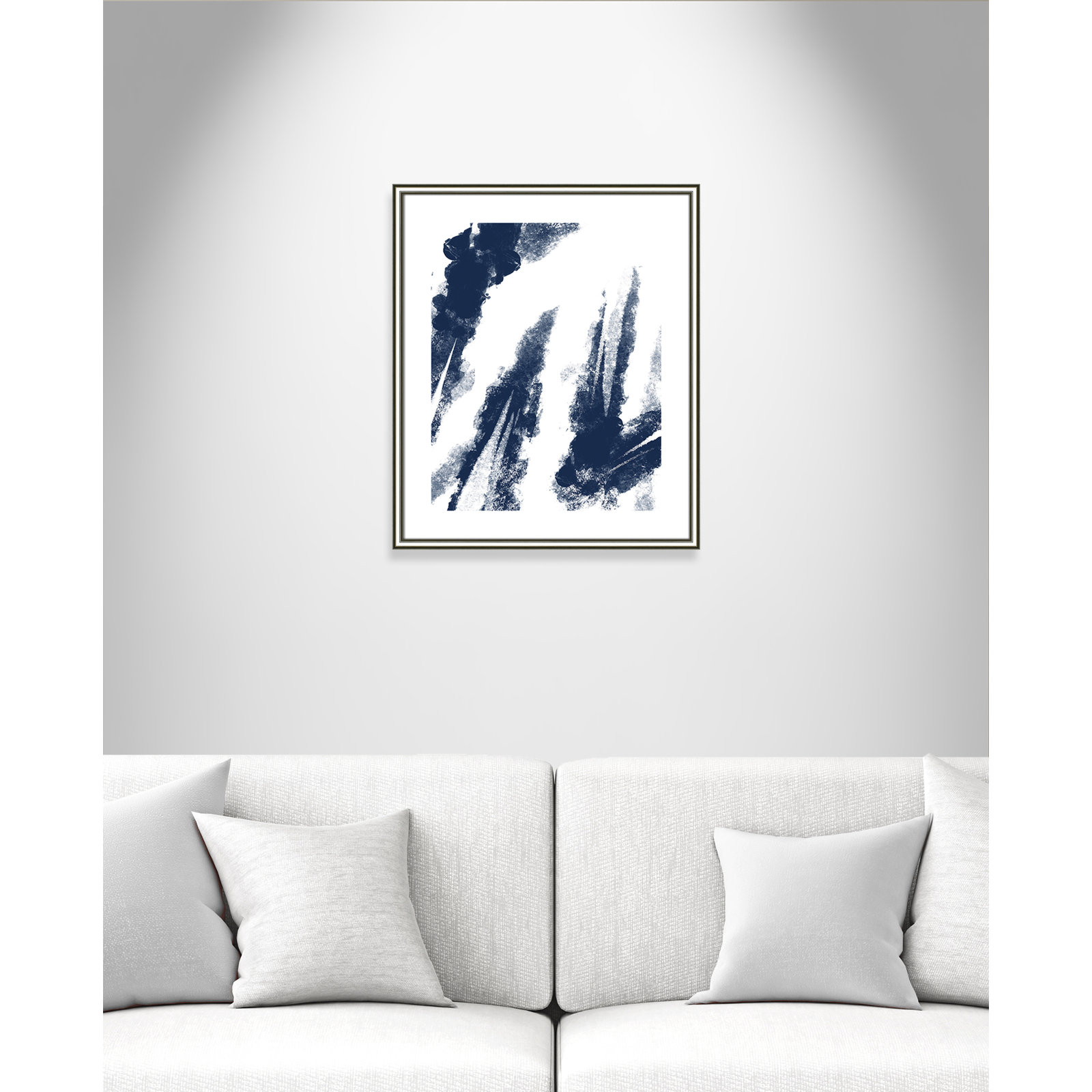 Ferne "Navy Striking Seams 2" Print, 25.5" H x 21.5" W x 0.88" D, Silver Framed Paper