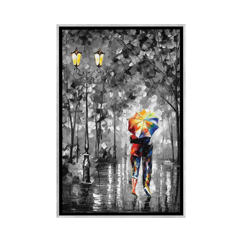 Under One Umbrella - reproduction d'art murale - toile encadrée, Argent argent, H 26 po x l 18 po