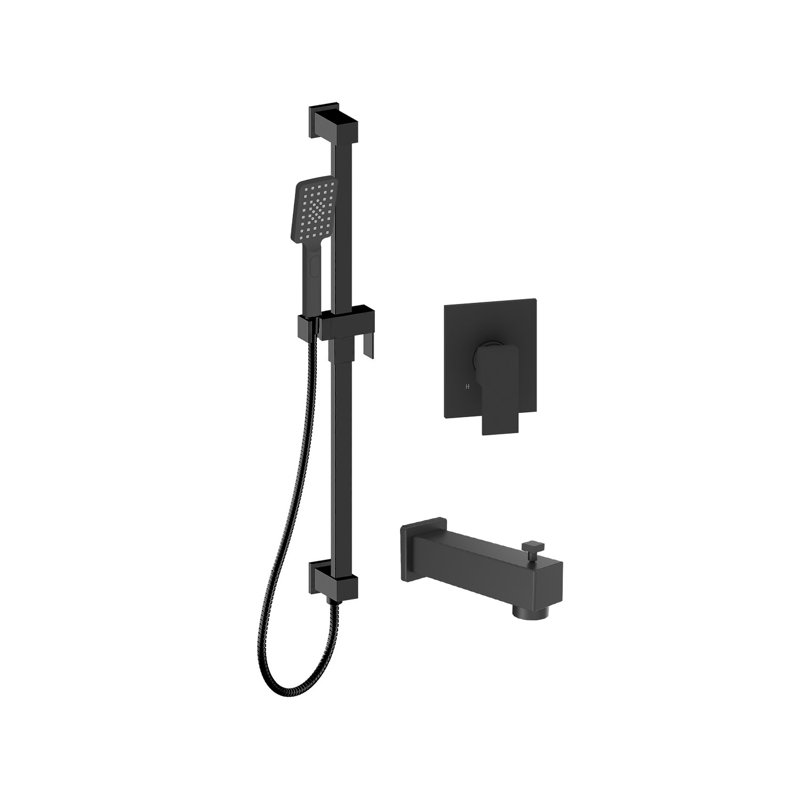 Ensemble de robinet de baignoire et douche Venero-Bk, Noir mat
