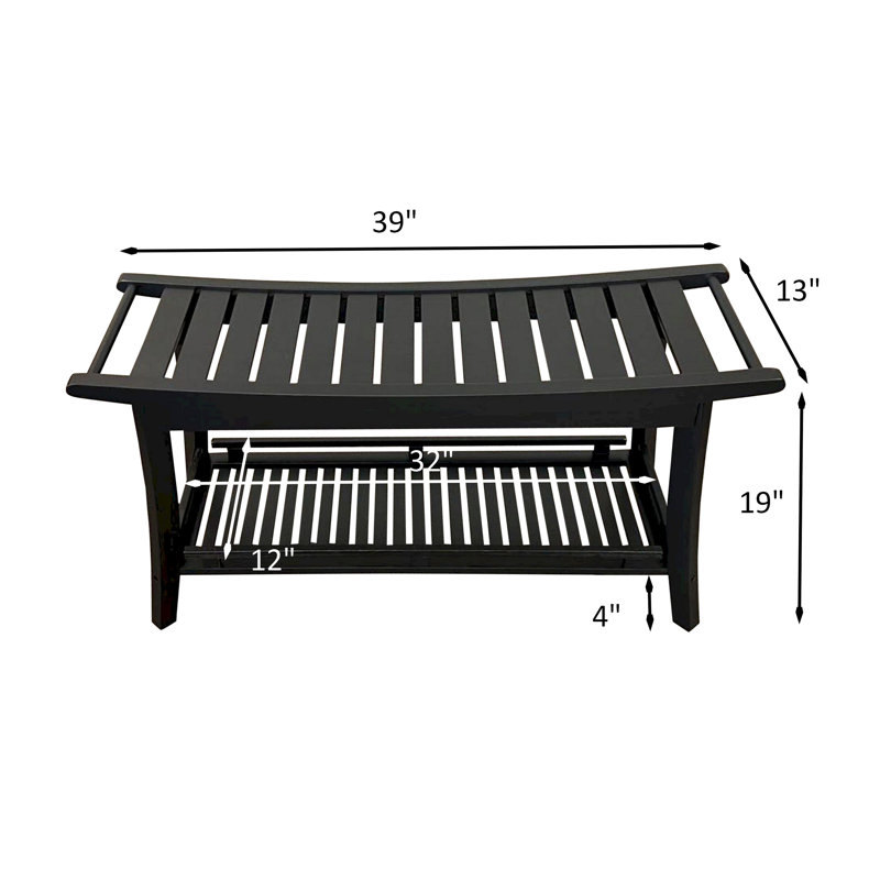 Banc en bois massif Talreja, Noir