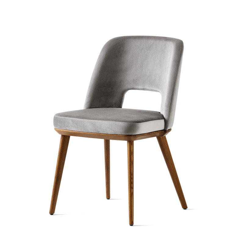 Chaise rembourrée Foyer, Gris cendré, Noir mat