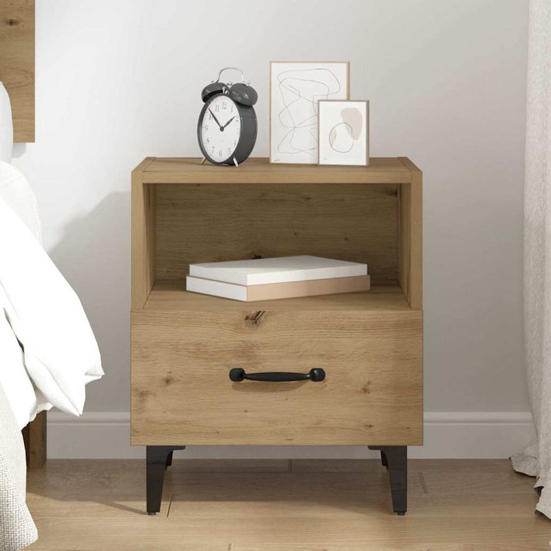 40cm W Manufactured Wood Bedside Table, Artisan Oak