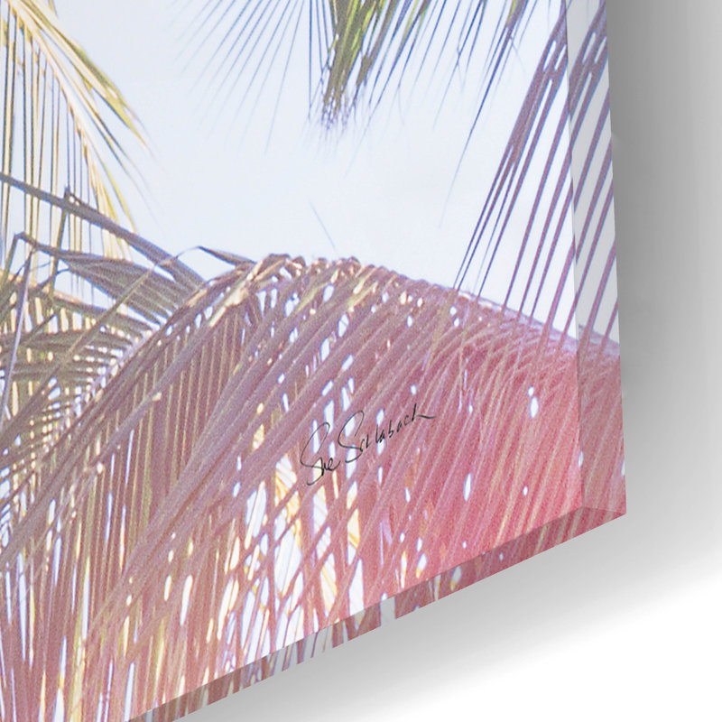 Art mural en verre épique «Dream Palm 2 Born For The Beach» par Sue Schlabach, H 12 po x l 12 po x P 0,13 po