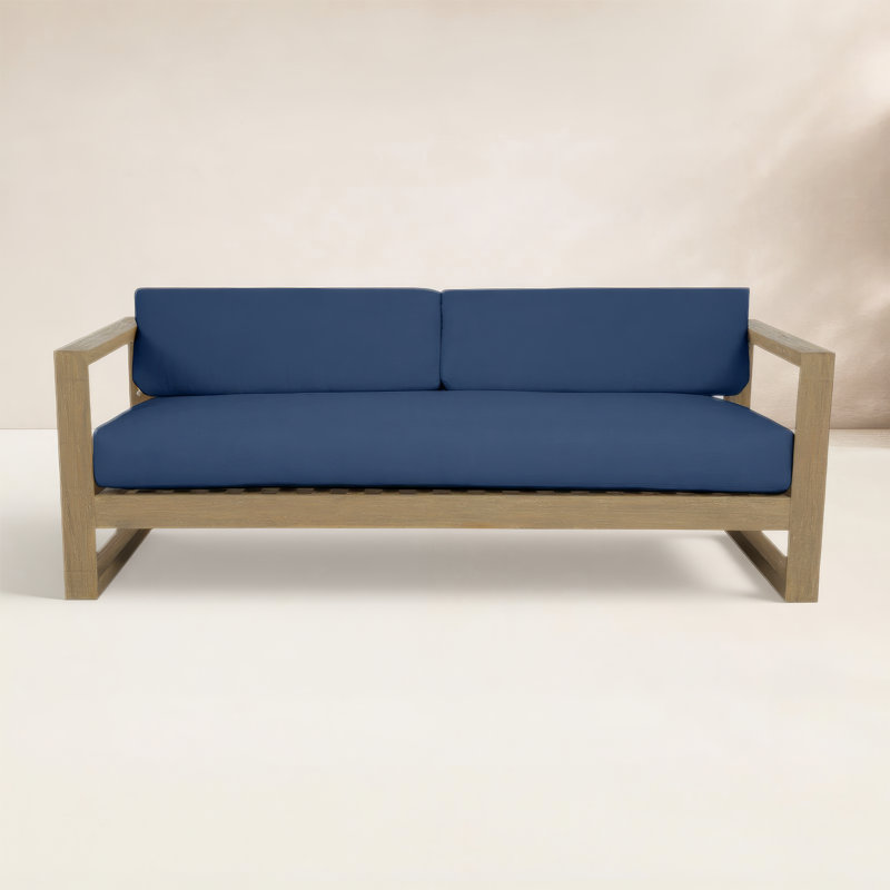 Coastal Teak Patio Sofa with Sunbrella Cushions, Spectrum Indigo Sunbrella®