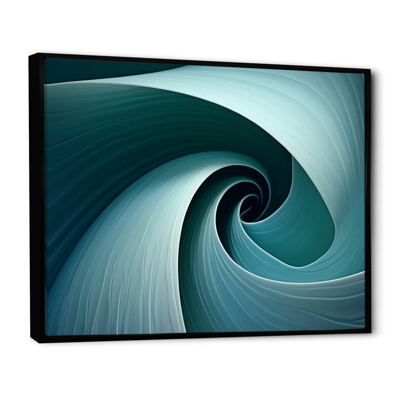 «Turquoise Twirl Shell Fish Spiral I», reproduction sur toile, Cadre flottant noir, 30" H x 40" W
