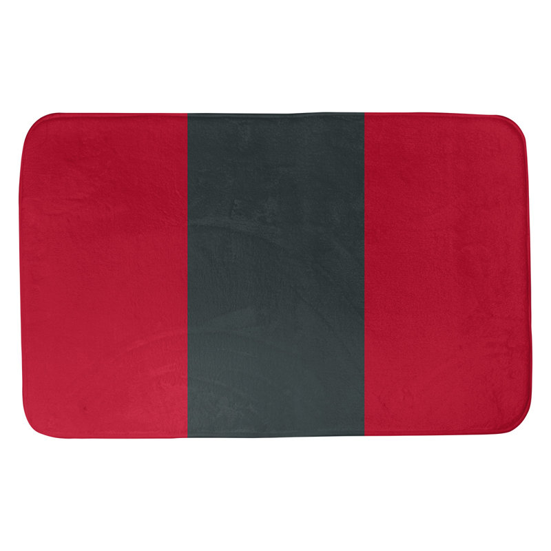 Memory Foam Non-Slip Bath Rug, 21" W x 34" L, Red/Steel Gray