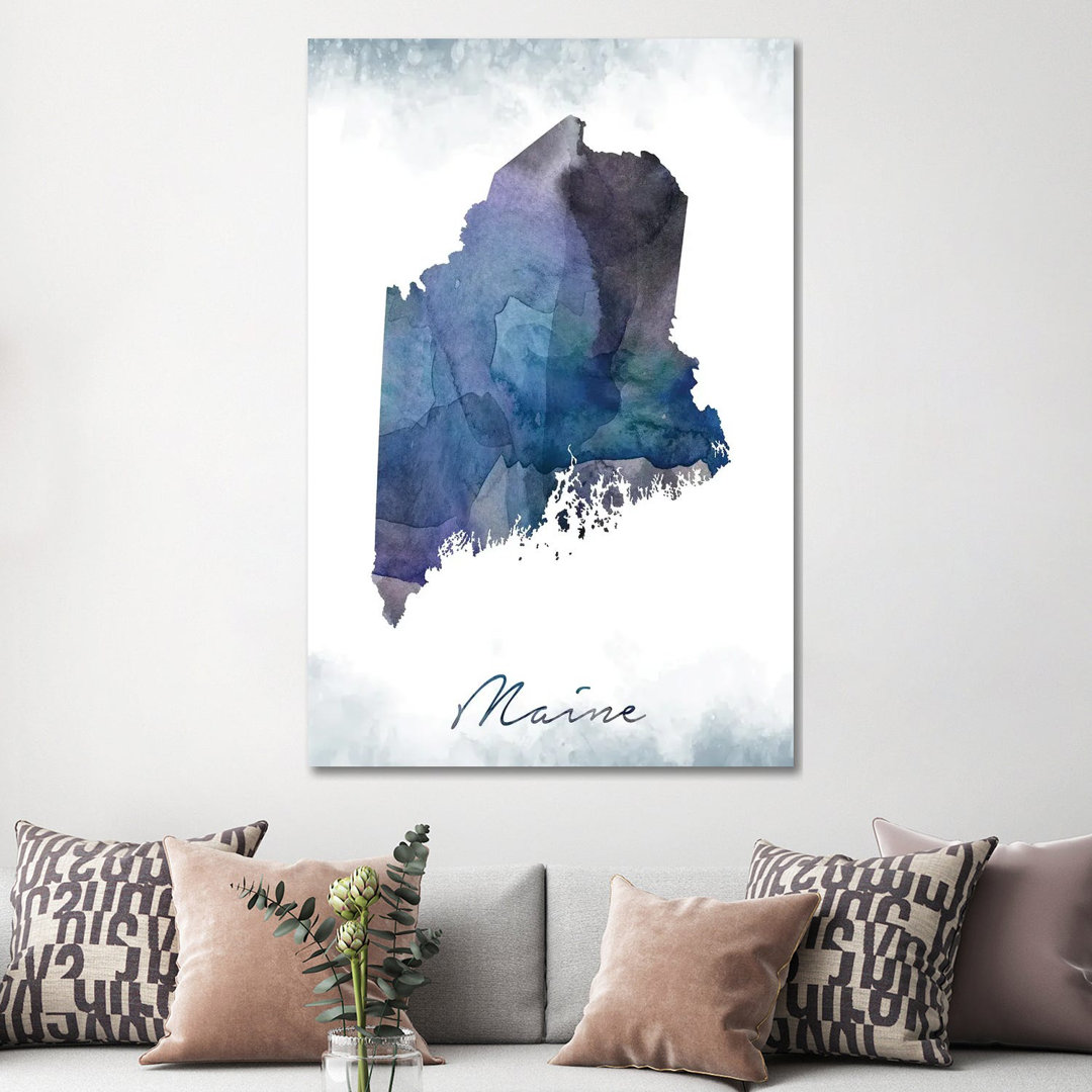 Maine State Bluish by WallDecorAddict - Wrapped Canvas Gallery-Wrapped Canvas Giclée