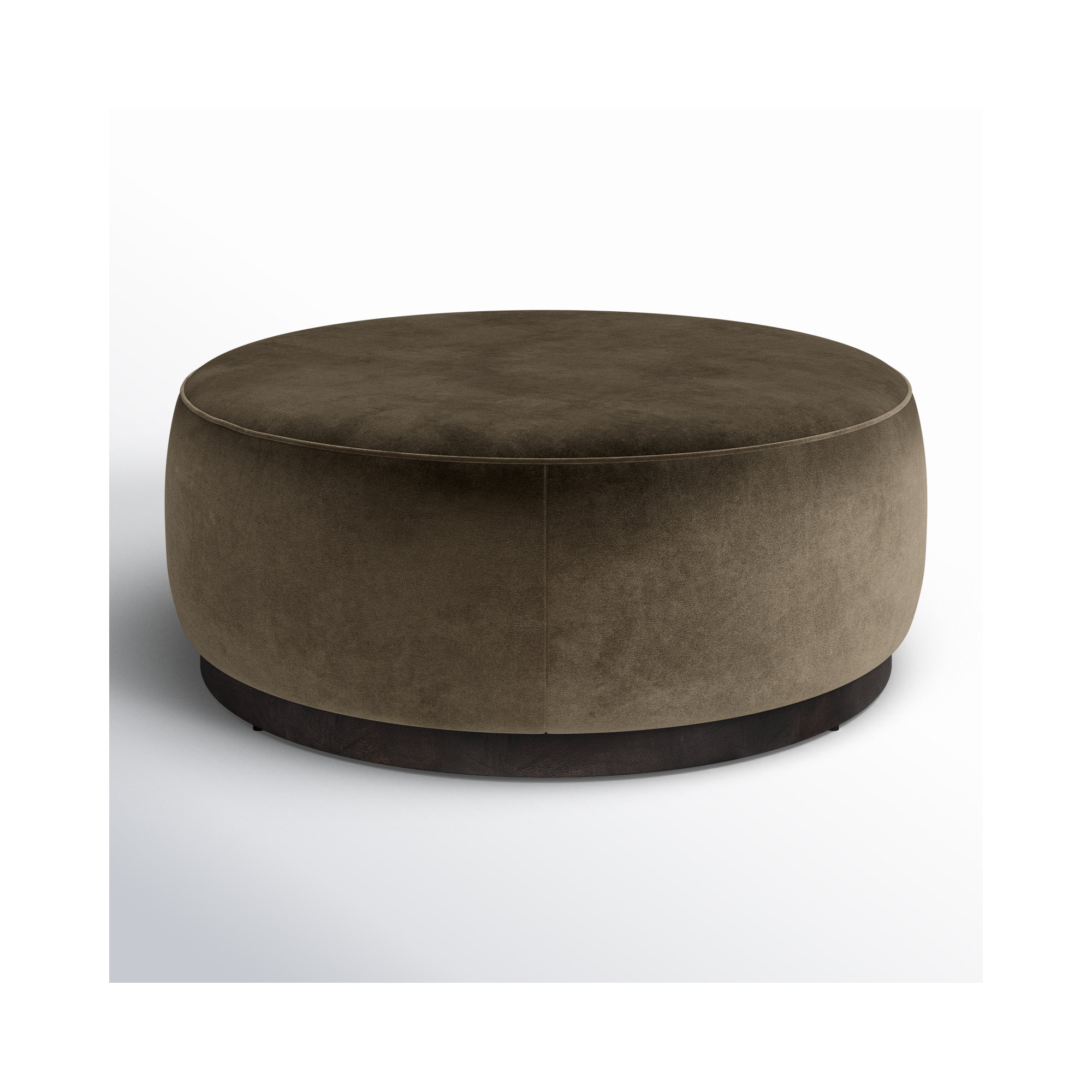 Faira 36" Wide Round Standard Ottoman, Surrey Olive Cotton Blend