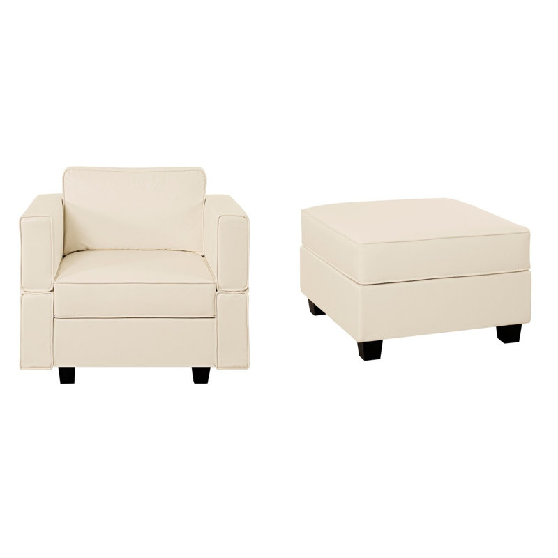 Fauteuil club avec accoudoirs en cuir Gilburt, Cuir respirant beige