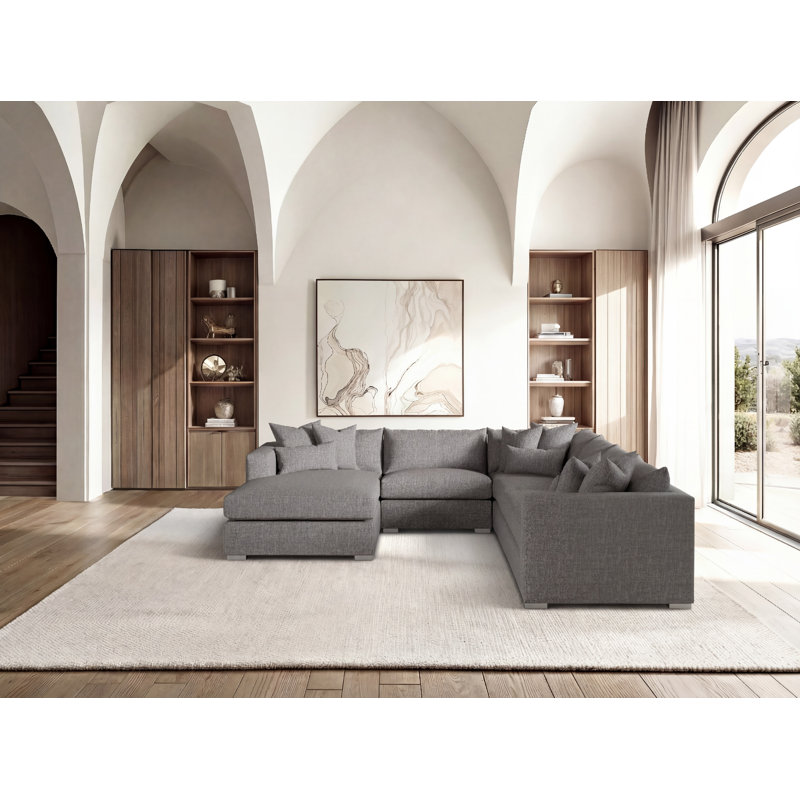 Sectional, Gray Chenille